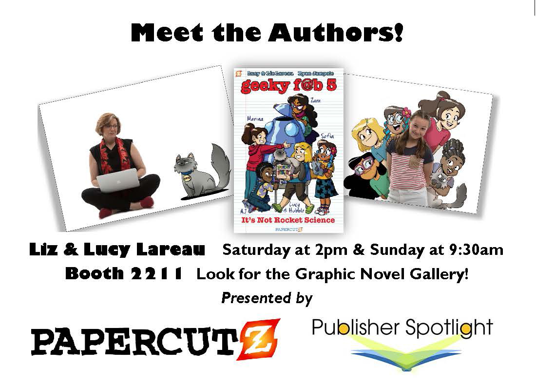 Liz and Lucy Lareau author signing poster