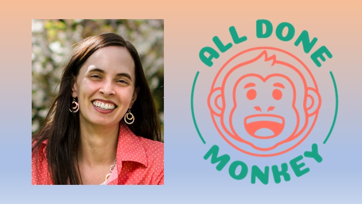 Leanna Guillen Mora and the logo for All Done Monkey