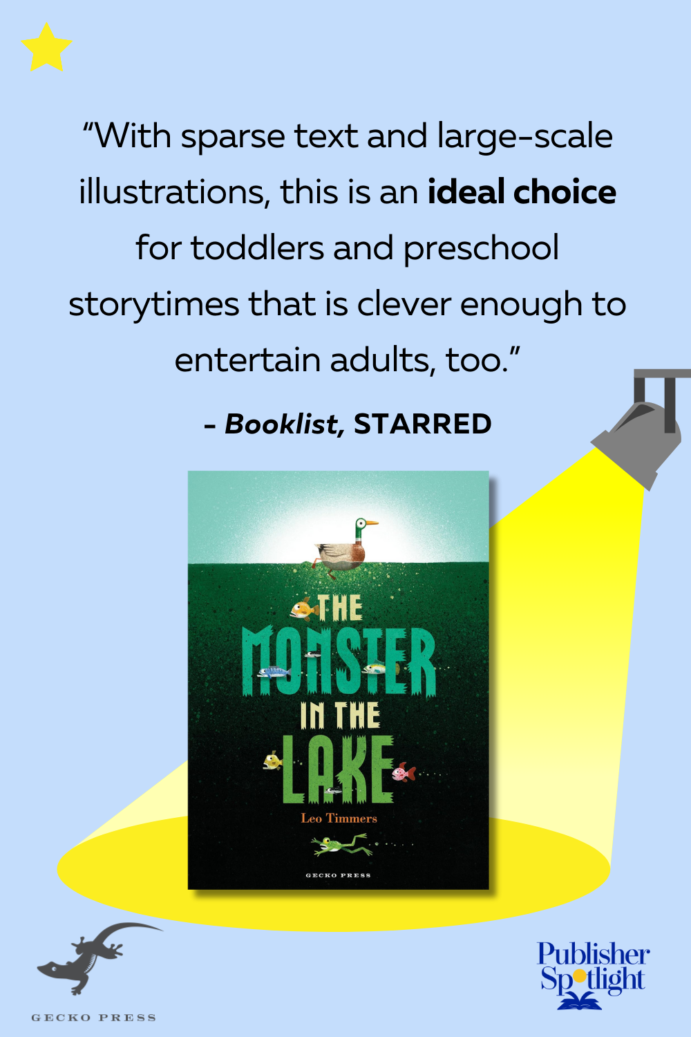 starred review from Booklist graphic of Gecko's The Monster in the Lake