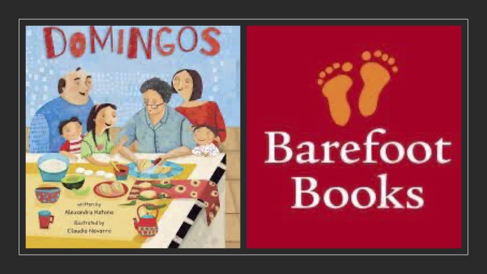 Dinner on Domingos cover detail and Barefoot Books logo