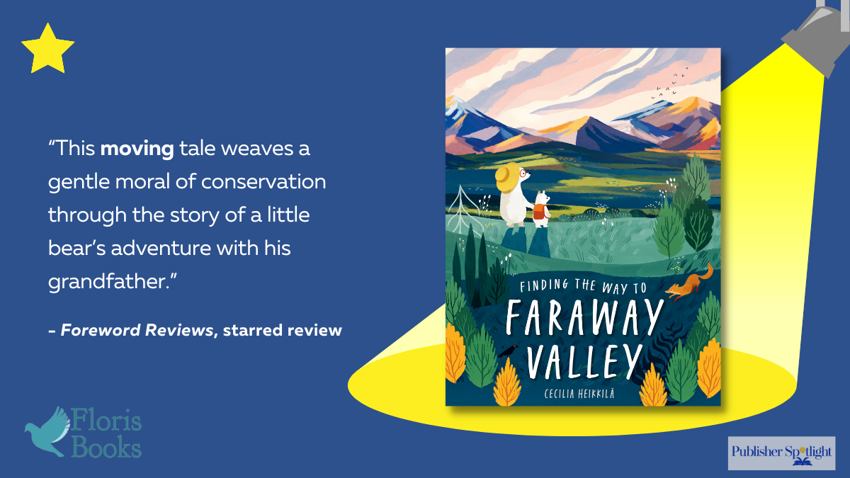 Finding the Way to Faraway Valley cover image on blue graphic under a spotlight