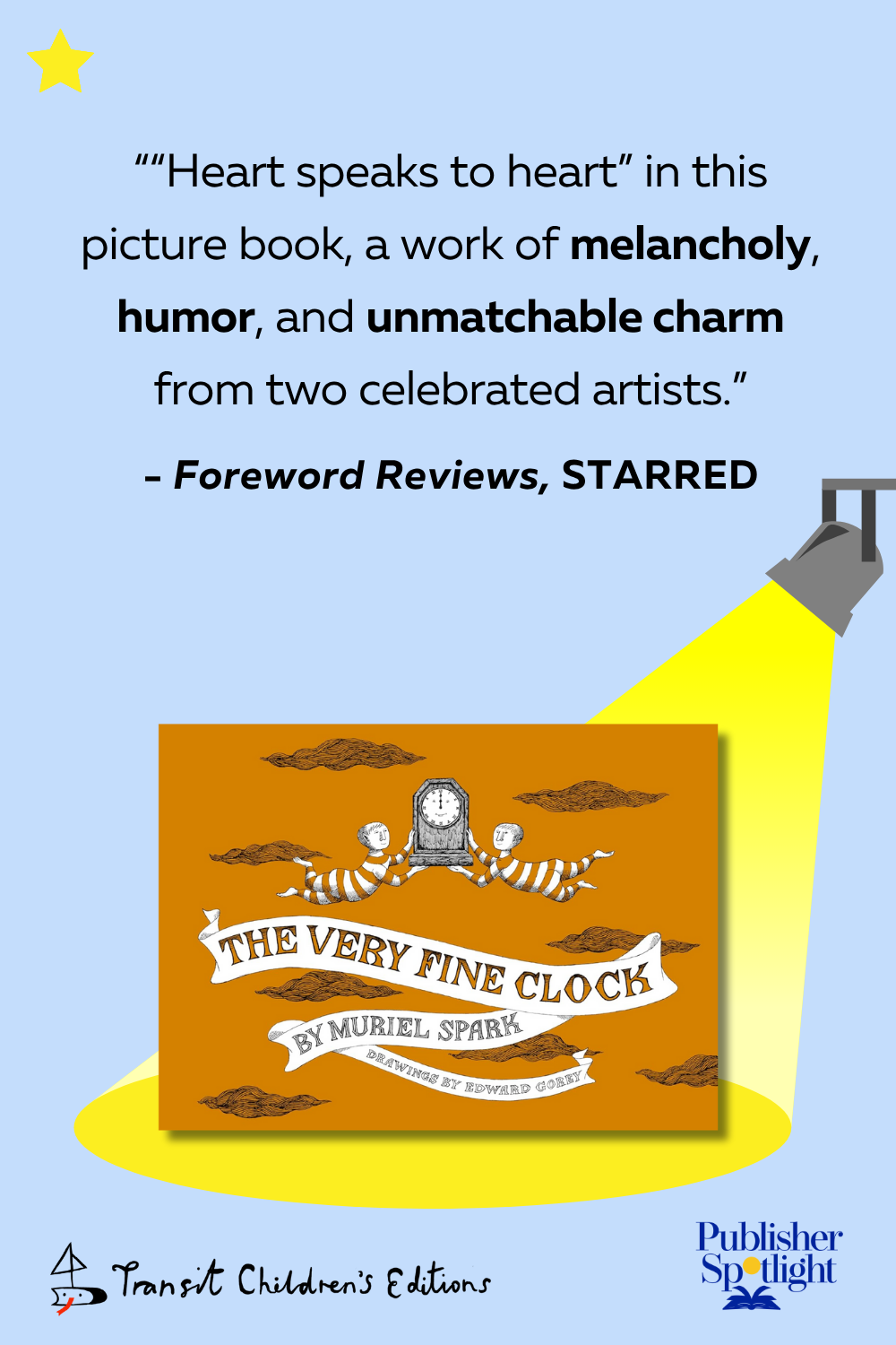 starred review graphic for Transit's The Very Fine Clock from Foreword