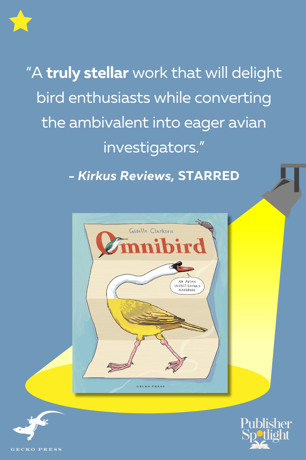 starred review from Kirkus graphic of Gecko's Omnibird